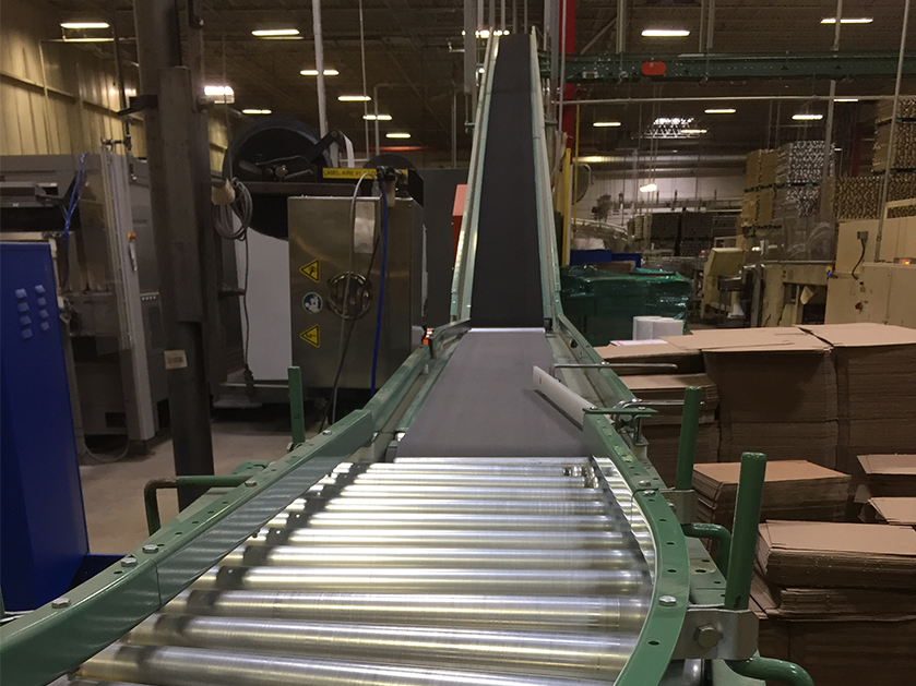 Roller Conveyor into Belt Incline